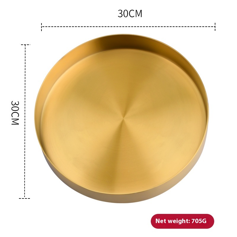 Brass-Tone Round Tray