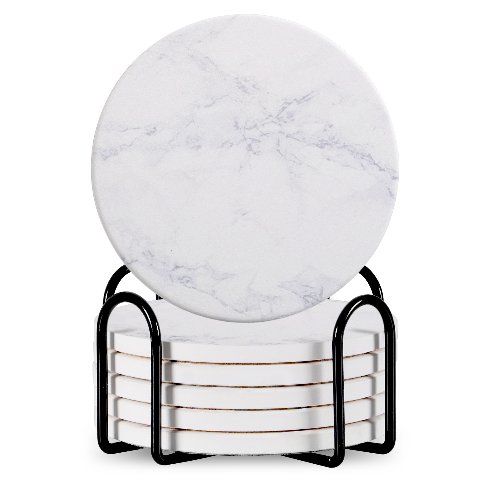 Ceramic Coasters with Stand, Set of 6