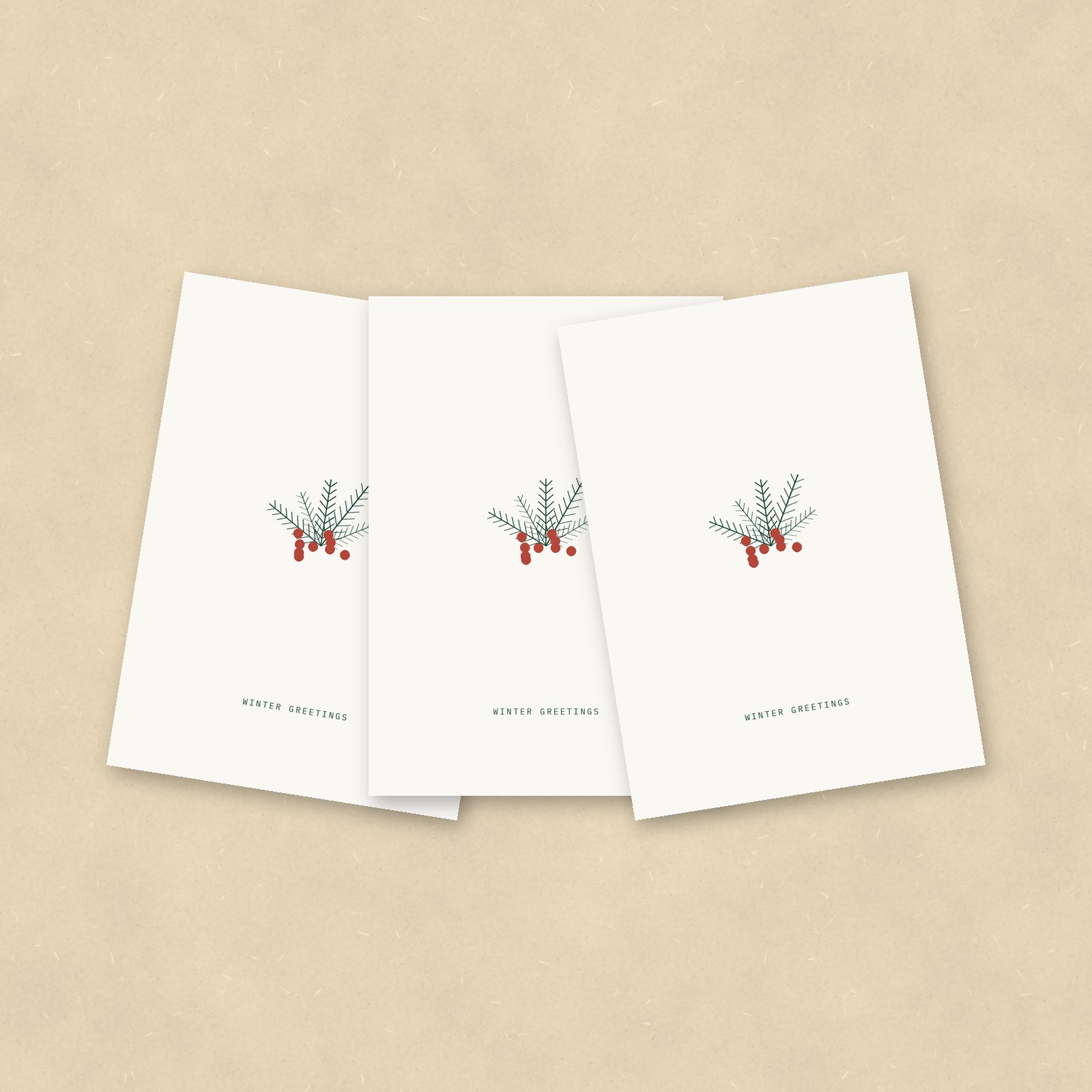 Christmas Cards, Winter Berries, Set of 10