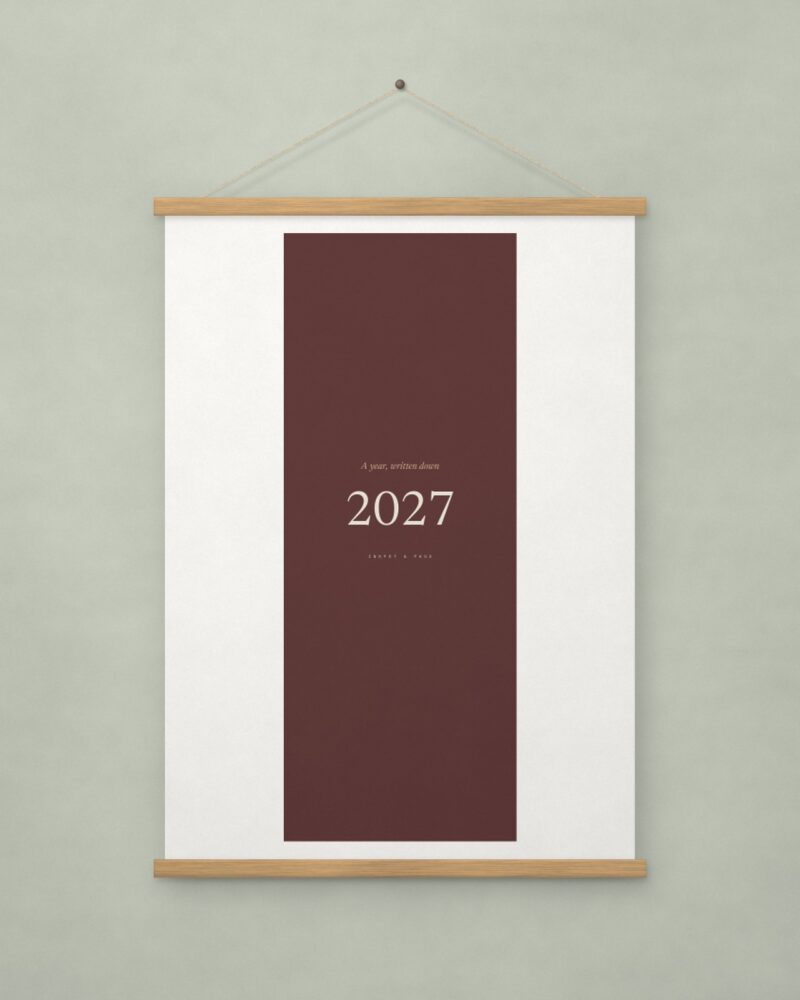 2027 Slim Wall Planner, Oxblood